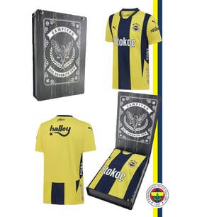 Fenerbahçe Orijinal Unisex 2024-2025 Yeni Sezon Çubuklu Forma Hediyelik Kutulu (Sarı-Lacivert)