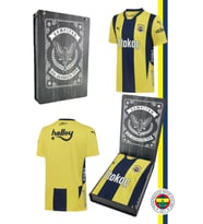 Fenerbahçe Orijinal Unisex 2024-2025 Yeni Sezon Çubuklu Forma Hediyelik Kutulu (Sarı-Lacivert)