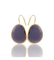 Kadir Jewellery 22 Ayar Altın Kaplama Fosil Taşlı Küpe -El İşçiliği Ve Hipoalerjenik Küpe