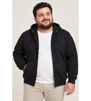 Biçomi Büyük Beden Termal Konforlu İçi Polar Şardonlu Tam Fermuarlı Kışlık Sweatshirt Ceket (Battal)