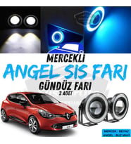 Renault Clio 4 2012-2020 Uyumlu Mercekli Angel Sis Farı Metal 76 mm Buz Mavi Halkalı Gündüz Farı
