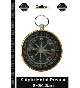 #Pusula Paslanmaz Çelik Dayanıklı Su Geçirmez Hassas Kamp Pusula Kulplu Metal Pusula G34 Sarı