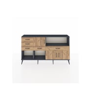 Arges Konsol 2 Raflı 5 Çekmeceli 3 Kapaklı 176x30x99 Antrasit-Çam