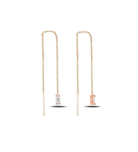 925 Ayar Oval Sallantılı Japon Kadın Küpe Rose Gold