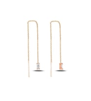 925 Ayar Oval Sallantılı Japon Kadın Küpe Rose Gold