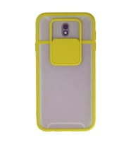 Samsung Galaxy J7 Pro / J730 Kılıf Palm Buzlu Kamera Sürgülü Silikon - Sarı
