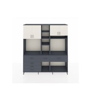 Hyperion Dolap 11 Raflı 6 Çekmeceli 4 Kapaklı 220x44x243 Antrasit-Aytaşı/Antrasit