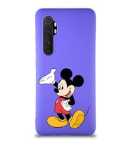 Xiaomi Mi Note 10 Lite Soft Premier Kapak Mickey Mouse-C Tasarımlı Silikon Kılıf - Mor (Şeffaf)