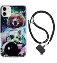Apple iPhone 11 12 13 Mini Kılıf Boyun Askılı Silikon Astronot Panda 1755