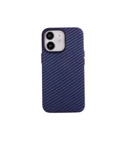 Apple iPhone 12 Uyumlu Kılıf Karbon Fiber Tasarımlı Zore Karbono Kapak (Lacivert)