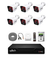 UPTECH 6 Kameralı Güvenlik Kamera Seti 2MP 1080P Full HD 6 Atom LED Gece Görüşlü 250GB HDD 5525