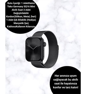 SQ-16 Mini Series 10 Akıllı Saat Şık ve Hafif Tasarım, 3 Kordon Seçeneği
