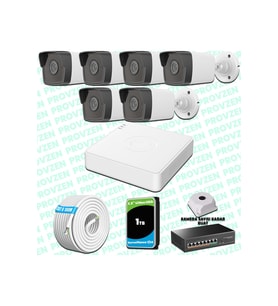 Provzen Hikvision 6 Kameralı IP 1080P Mikrofonlu Güvenlik Kamerası Olay Anında bildirim