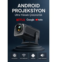 WiFi Destekli Taşınabilir Siyah Akıllı Sinema Projektörü