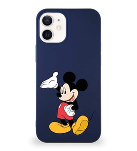 Apple iPhone 12 Soft Premier Kapak Mickey Mouse-C Tasarımlı Silikon Kılıf - Lacivert (Şeffaf)