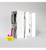 Kenzlife çamaşır-kurutma makinesi dolabı ve giysi dolabı bistami sol byz 180*160*60  + tekli duvar rafı hediye (Beyaz)