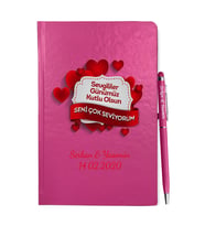 Sevgililer Gününe Özel Pembe Defter Kalem & Hediye Seti 4
