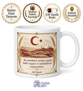 Cumhuriyet Dönemi Memleket Temalı Özel Tasarım Baskılı Porselen Kupa Bardak Hediye