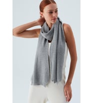 Peraluna NOMI SCARF Selanik Örgü Kaşmir Karışımlı Yumuşak Kadın Triko Atkı - Gri Melanj