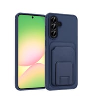 Samsung Galaxy A56 Kılıf Kartlıklı ve Deri Dokulu Şık ApexWallet Premium Kapak RYC/Bikart (Lacivert)
