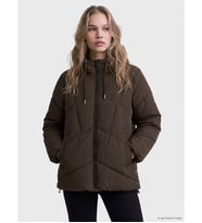 LCW Vision Kahverengi Kapüşonlu Oversize Kadın Şişme Mont