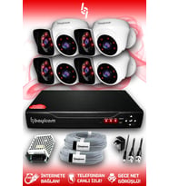 BAYICAM 8 Kameralı Kare 4 İç Kamera Set HDD'siz Full HD Gece Görüşlü Güvenlik Kamerası Sistemi