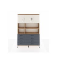 Arges Dolap 8 Raflı 8 Çekmeceli 3 Kapaklı 132x30x195 Çam-Aytaşı/Antrasit