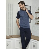 KLY 7613 Erkek Midi Yaka 3'lü Pijama Takımı