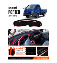 e-biz HYUNDAİ POR-TER (2004-2019) Uyumlu Torpido Örtüsü, Torpido Kılıfı - Siyah-Kırmızı - HU025