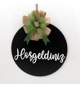 Lora Davet Ahşap Kapı süsü Hoşgeldiniz (1 Adet) Siyah - 54224