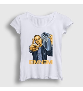 Presmono Kadın Beyaz Radio Eminem T-Shirt 155911tt (Beyaz)