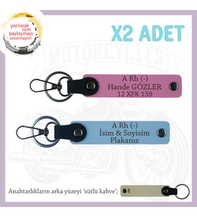 Hız Tutkunlarına, İsim Plaka ve A Rh (-) Kan Grubu Yazılı 2'li Anahtarlık, Hediyelik, Mavi-Pembe-SK