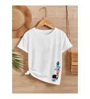 Ünisex Rahat Kalıp Pamuklu Baskılı Beyaz Çocuk T-shirt