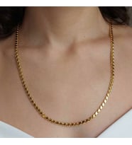 ALTINBEYI 22 Ayar Altın Halep Pullu Zincir Kolye (4mm Kalınlık) 60 Cm 14.00 Gr. ABY22ZC018