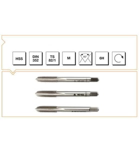 Makina Takım M3 HSS DIN 352 Metrik Normal Vidalı 3'lü Takım Kılavuzu - MTE B00100040300