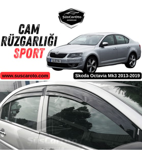 Skoda Octavia Mk3 2013-2019 Uyumlu Mugen Cam Rüzgarlığı Seti Piano Black 4'lü İthal Parlak Siyah