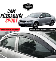 Skoda Octavia Mk3 2013-2019 Uyumlu Mugen Cam Rüzgarlığı Seti Piano Black 4'lü İthal Parlak Siyah