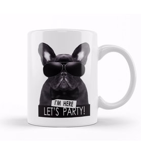 French Bulldog Wearing Sunglasses Trendy Kupa Bardak Porselen