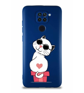 Xiaomi Redmi Note 9 Soft Premier Kapak Coolcat Tasarımlı Silikon Kılıf - Lacivert (Şeffaf)