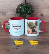 Matematik Öğretmeni Kupa Bardak Kırmızı Fotoğraflı Öğretmenler Günü Hediyesi