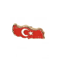 Kırmızı Türkiye Haritalı Ay Yıldızlı Metal Rozet