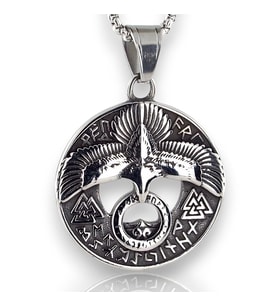 Viking Kartal Nordik İskandinav Madalyon Titanyum Çelik Erkek Kolye Q0967