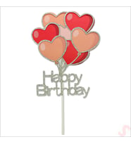 Happy Birthday Kalp Pasta SüSü, 20cm x 10cm - Gümüş (STD)