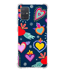 PrintiFy Samsung Galaxy A71 Uyumlu Retro Color 3 Baskılı Şeffaf Köşe Korumalı Antişok Kılıf