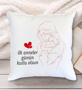 Anneler Günü Tasarımlı Yastık (Beyaz)