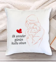 Anneler Günü Tasarımlı Yastık (Beyaz)