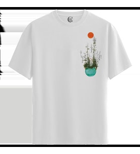 Surreal Forest - %100 Pamuklu Kadın Beyaz Tişört - Premium Quality (Siyah - Beyaz)