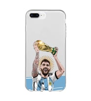 Iphone 7 Plus ve 8 Plus Uyumlu Lionel Messi Arjantin Tasarımlı Şeffaf Telefon Kılıfı