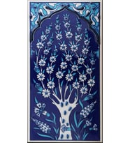 Armada Çini 10x20 Cm ED 204 Kobalt Hayat Ağacı El dekoru Çini Karo