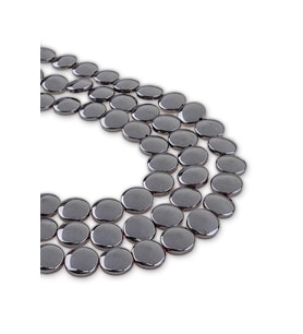 10 MM Yassı Hematit Doğal Taş Dizi (Gri)